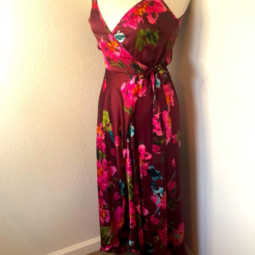 Silky High Low Floral Dress